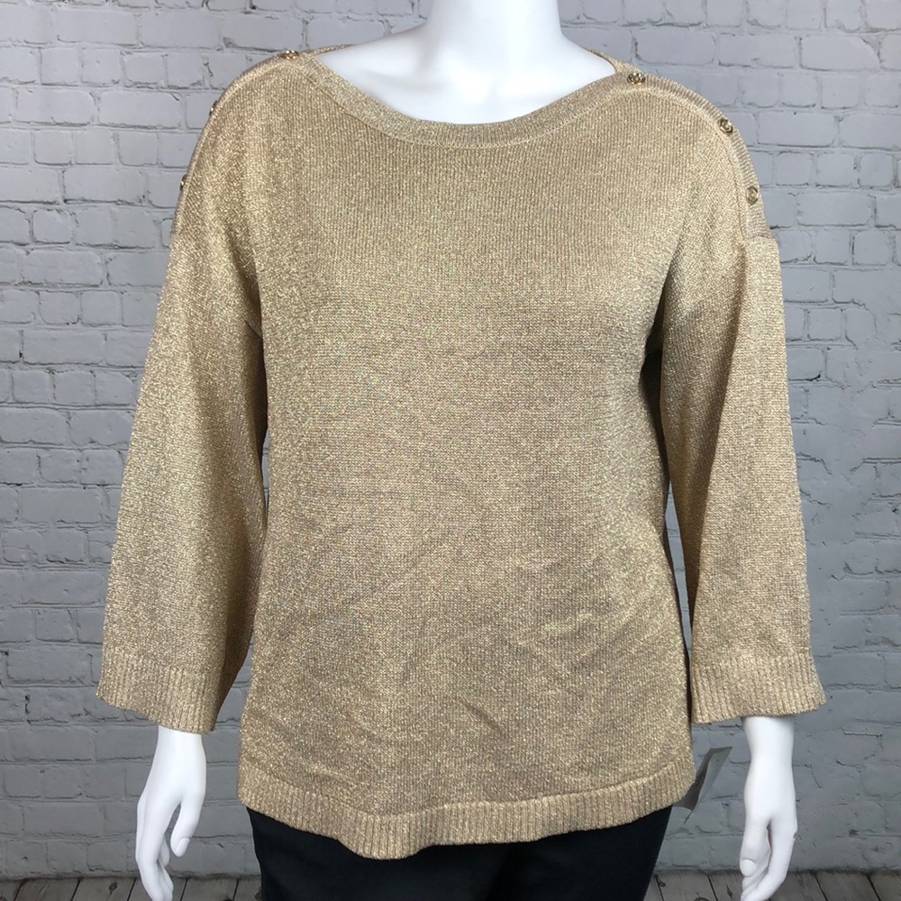 Calvin Klein Gold Metallic Sweater Size X-Large - Picture 2 of 6